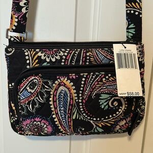 Vera Bradley Black Paisley Print Hipster, NWT